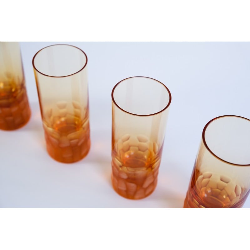 Ensemble de 4 verres vintage en cristal par Oldrich Lipa, Tchécoslovaquie 1968