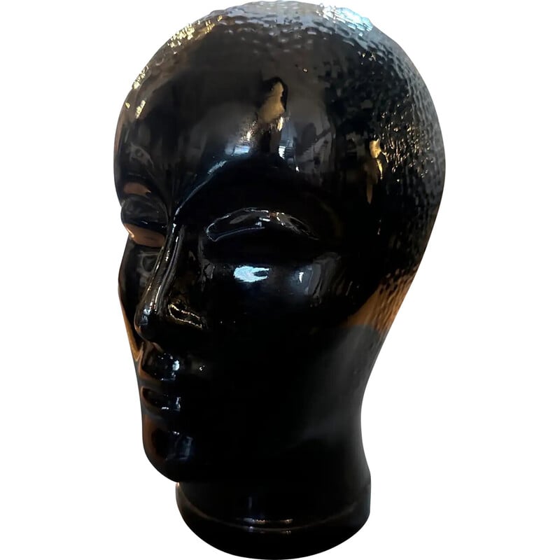 Vintage Black Glass Head 