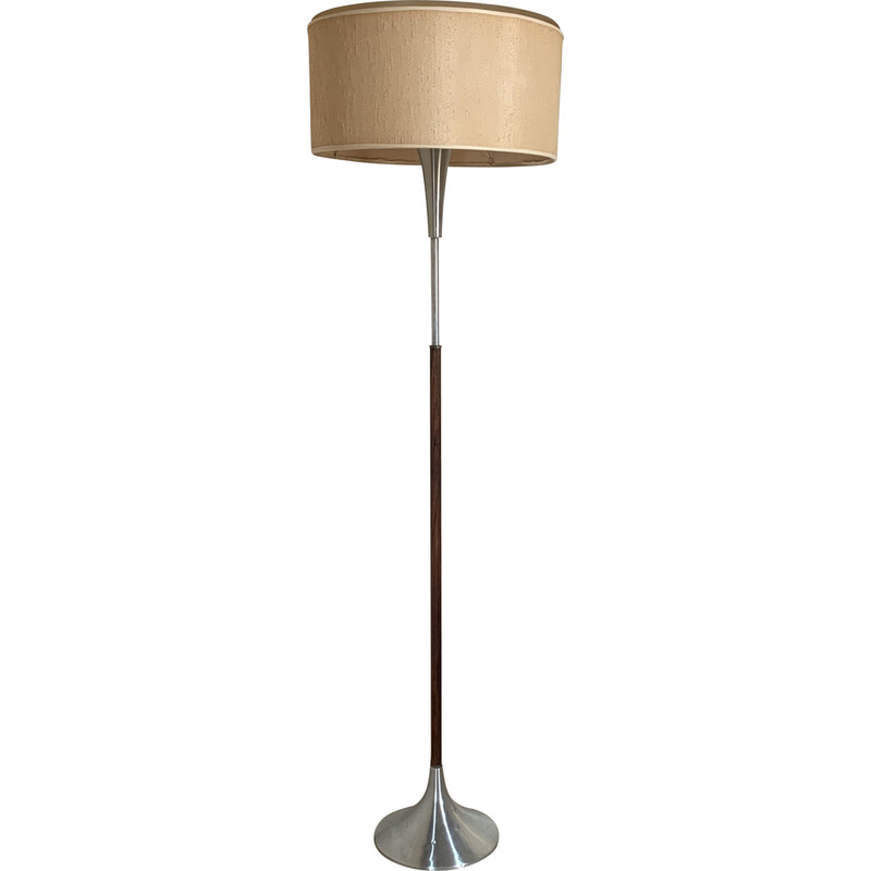 Lampadaire vintage en palissandre et aluminium, 1960