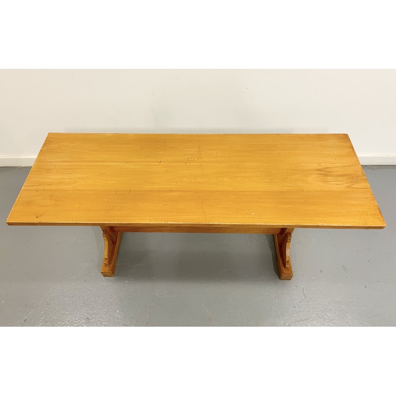 Vintage rectangular solid wood refectory table