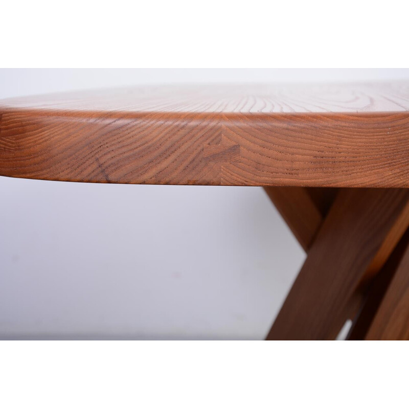 Vintage Aban T35A table in solid elm by Pierre Chapo