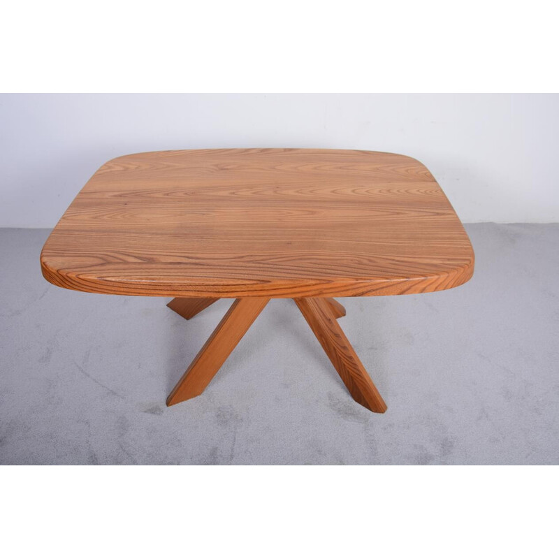 Vintage Aban T35A table in solid elm by Pierre Chapo