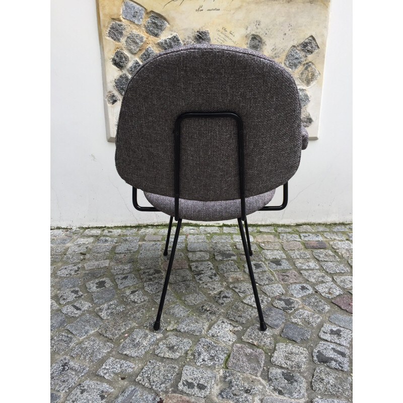 Paire de fauteuils gris en métal et en tissu de Willem Gispen - 1950