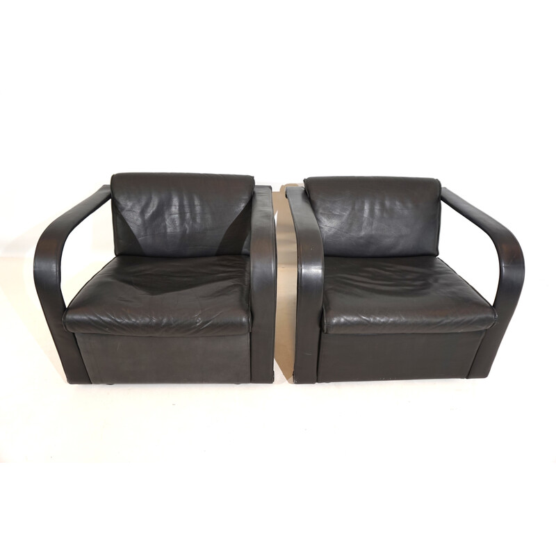 Vintage Art Collection living room set in black leather by Otto Zapf for Art Collection