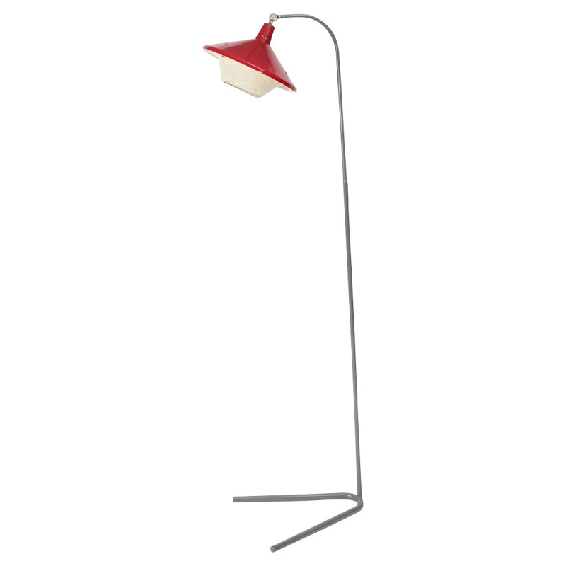 Lampadaire rouge en métal - années 50