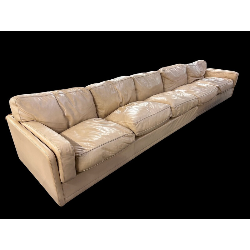 Vintage 5-seater leather sofa by Pierluigi Cerri for Poltrona Frau