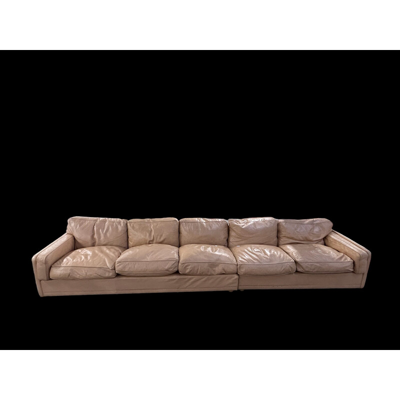 Vintage 5-seater leather sofa by Pierluigi Cerri for Poltrona Frau