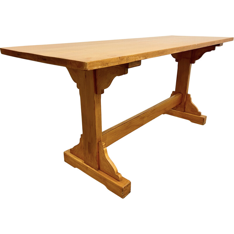 Vintage rectangular solid wood refectory table