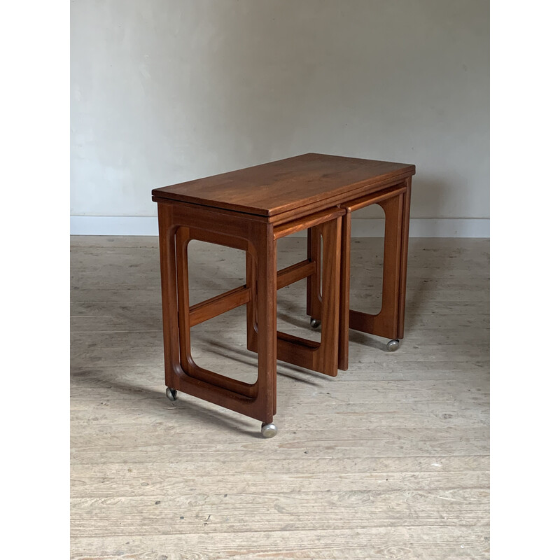 Vintage teak side table with nesting tables, 1970