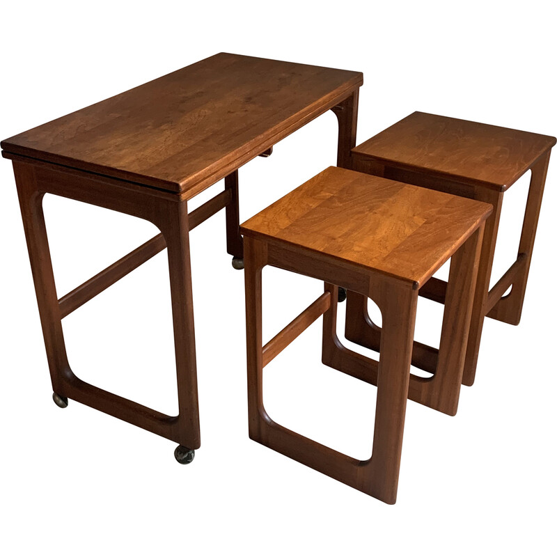 Vintage teak side table with nesting tables, 1970