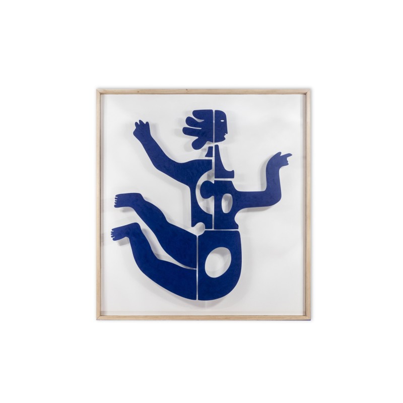 Panneau décoratif vintage "Eva" en métal laqué bleu