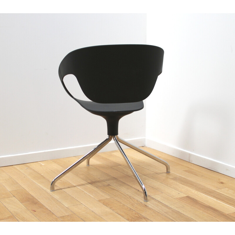 Set di 8 sedie da ufficio vintage in metallo cromato e polipropilene nero di Luca Nichetto per Casaminia