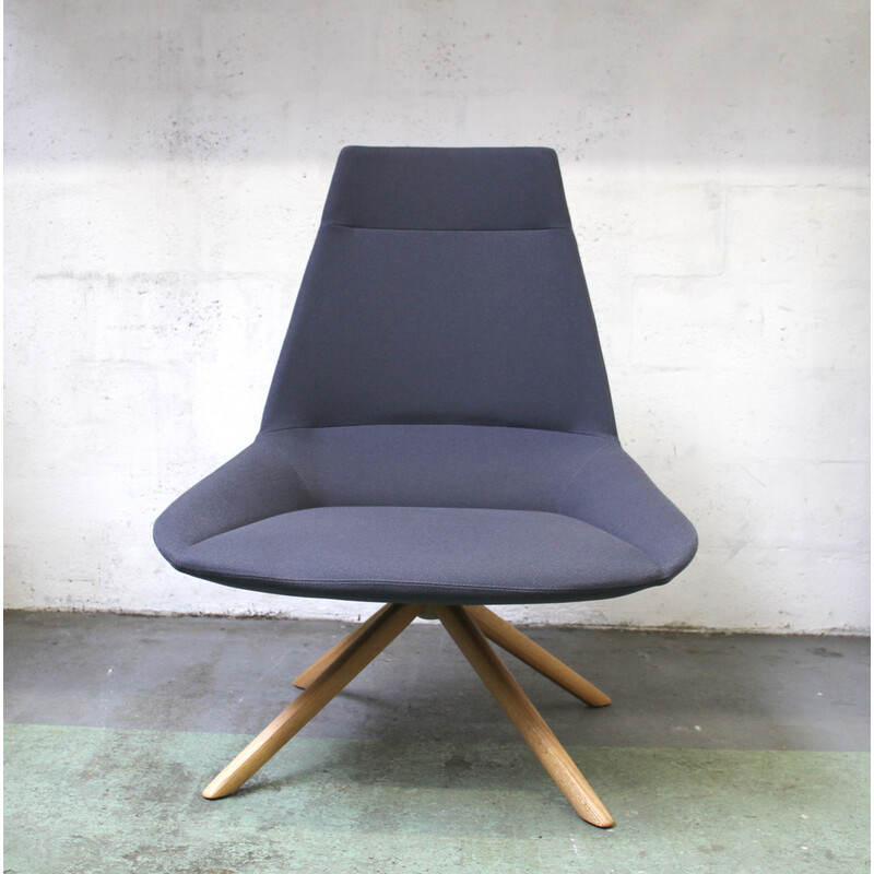 Vintage Dunas XL office armchair in light wood and fabric for Inclass