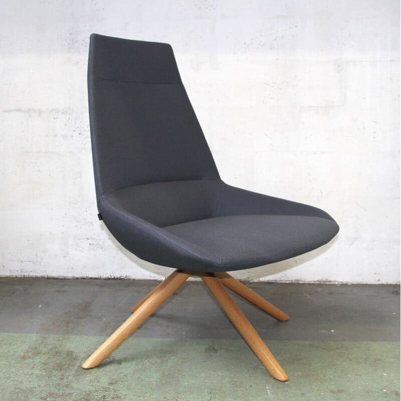 Dunas XL vintage bureaustoel in licht hout en stof voor Inclass
