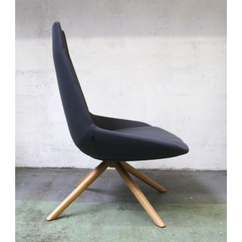 Cadeira de escritório vintage Dunas XL em madeira clara e tecido para a Inclass