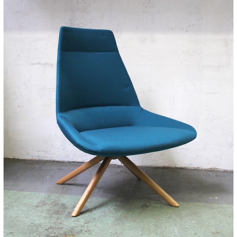 Cadeiras de escritório vintage Dunas XL em madeira clara e tecido para a Inclass