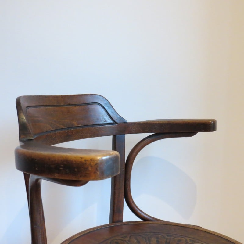 Vintage kantoorstoel model 704 in gebogen hout van Jacob en Joseph Kohn voor Thonet, Oostenrijk 1900