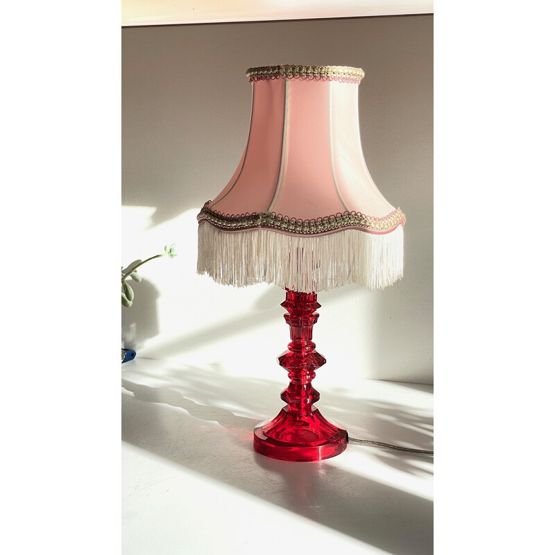 Lampe vintage en plexiglas et tissu