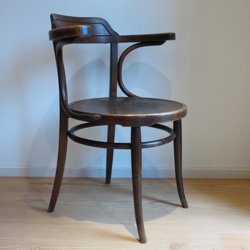 Fauteuil de bureau vintage modèle 704 en bois courbé par Jacob et Joseph Kohn pour Thonet, Autriche 1900