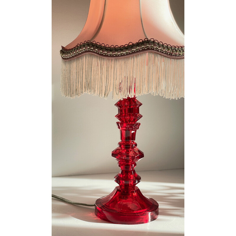 Lampe vintage en plexiglas et tissu