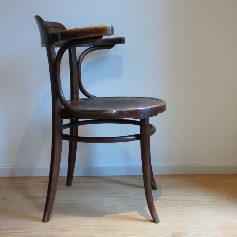 Fauteuil de bureau vintage modèle 704 en bois courbé par Jacob et Joseph Kohn pour Thonet, Autriche 1900