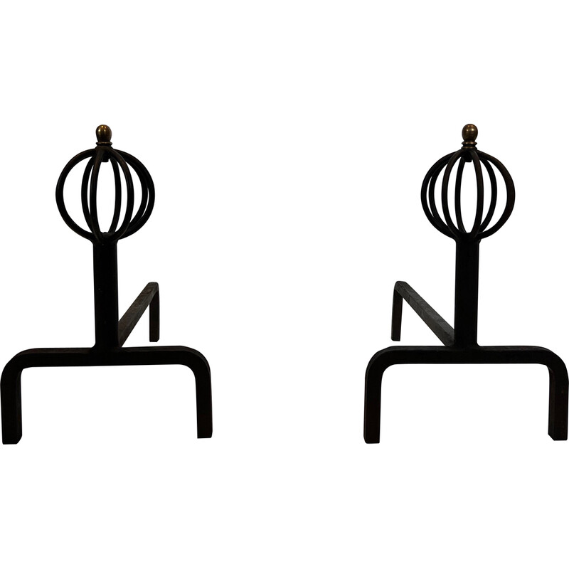 Coppia di candelabri d'epoca in ferro battuto, Francia 1940