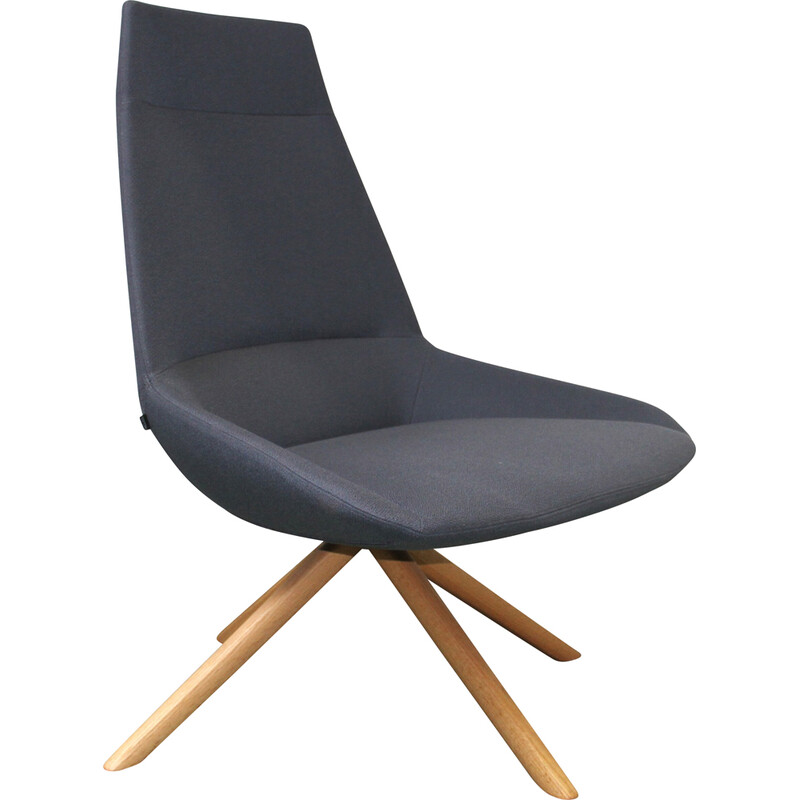 Dunas XL vintage bureaustoel in licht hout en stof voor Inclass
