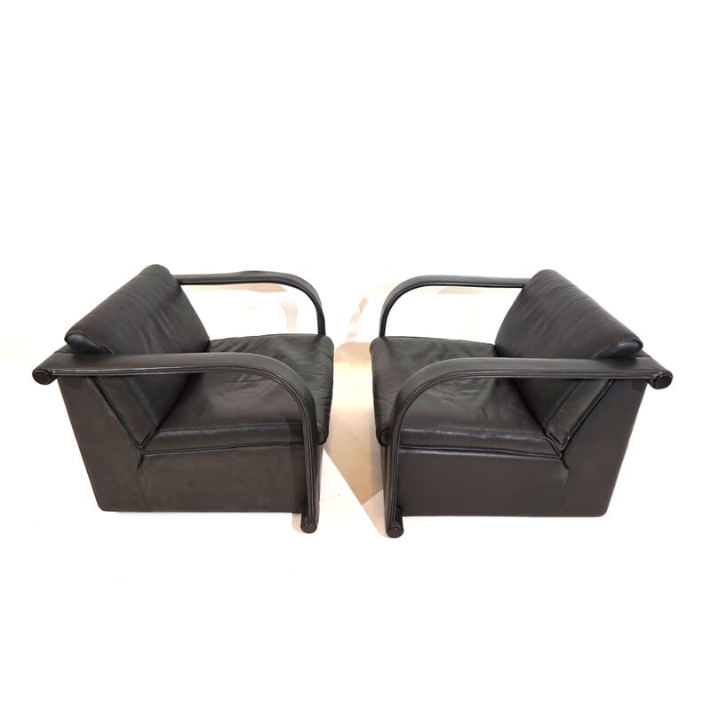Pair of vintage Arcona leather armchairs by Otto Zapf, Denmark 1968