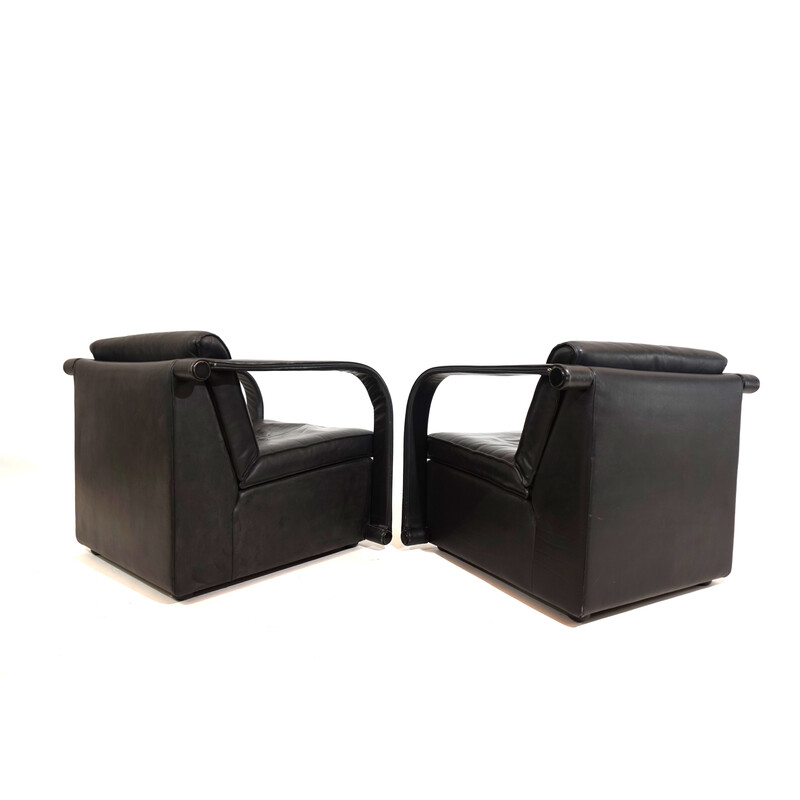 Pair of vintage Arcona leather armchairs by Otto Zapf, Denmark 1968