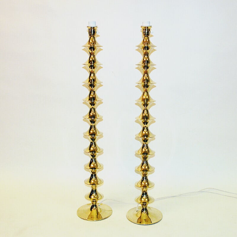 Pair of vintage brass floor lamps by Elit AB, Sweden 1960