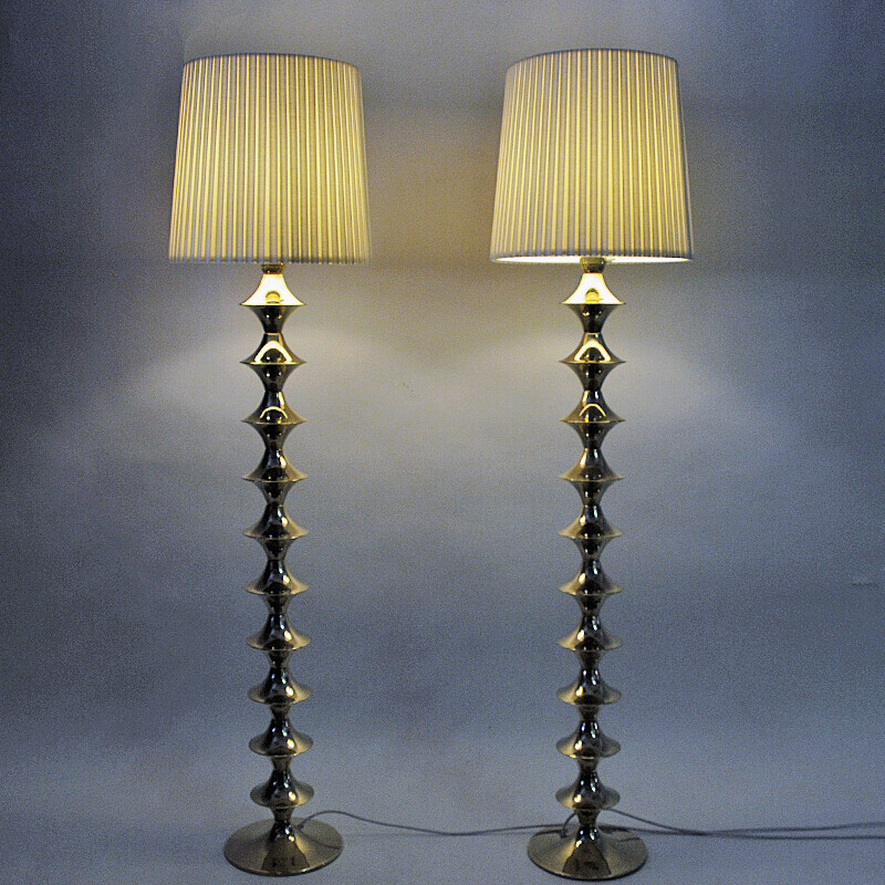 Pair of vintage brass floor lamps by Elit AB, Sweden 1960