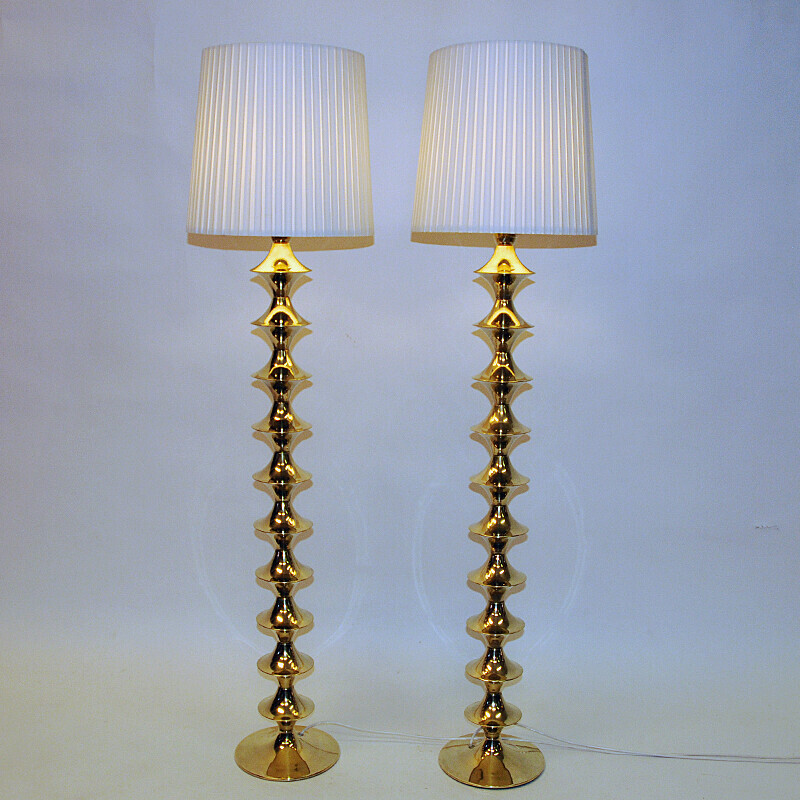 Pair of vintage brass floor lamps by Elit AB, Sweden 1960