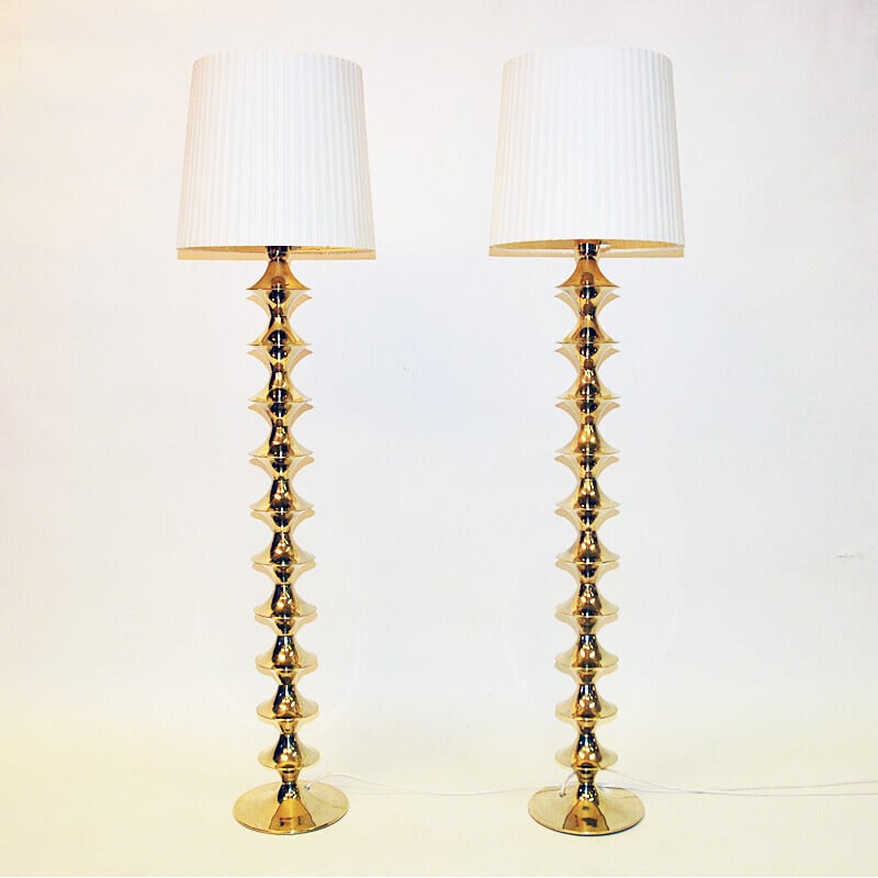 Pair of vintage brass floor lamps by Elit AB, Sweden 1960