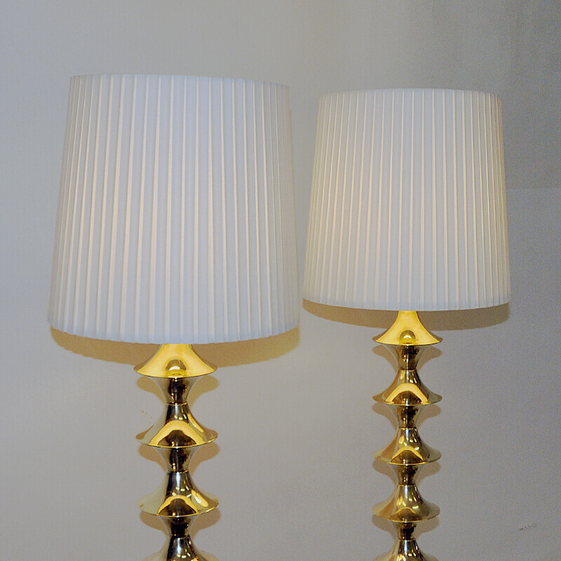 Pair of vintage brass floor lamps by Elit AB, Sweden 1960