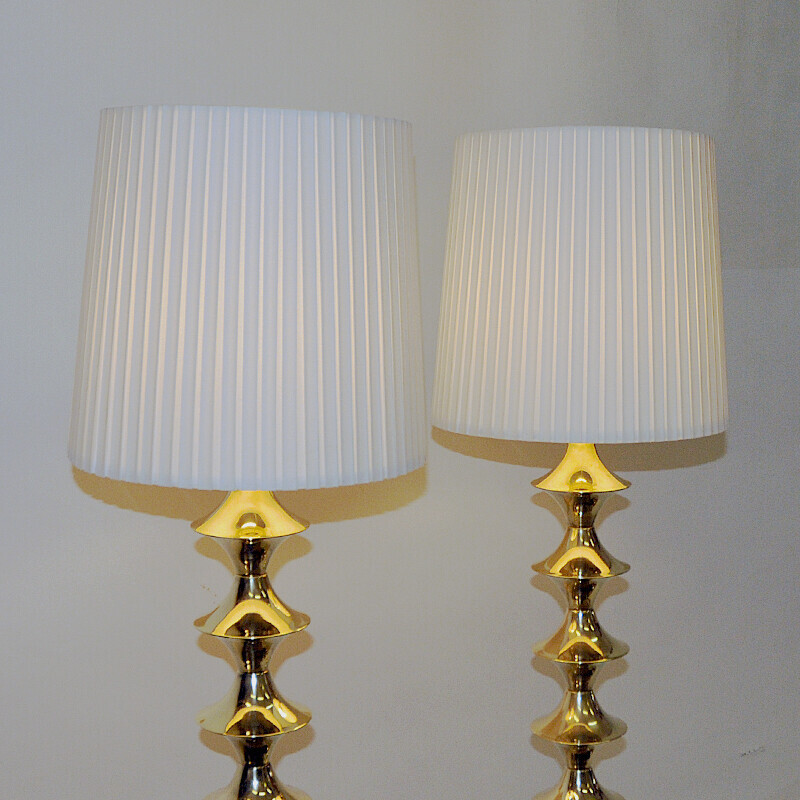 Paire de lampadaires vintage en laiton par Elit AB, Suède 1960
