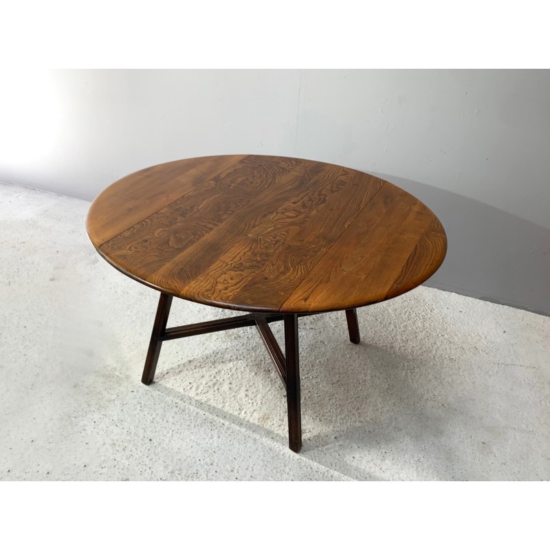 Vintage "Old Colonial 377" drop-leaf table in solid elm and beech by Lucian R Ercolani, 1960