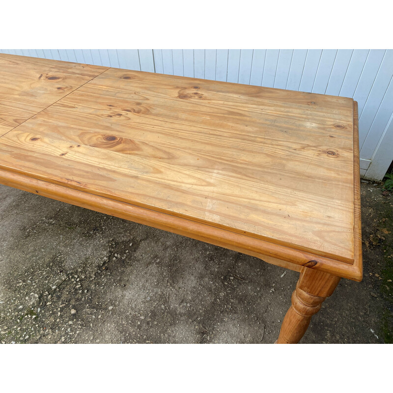 Table de ferme vintage en pin massif, 1990