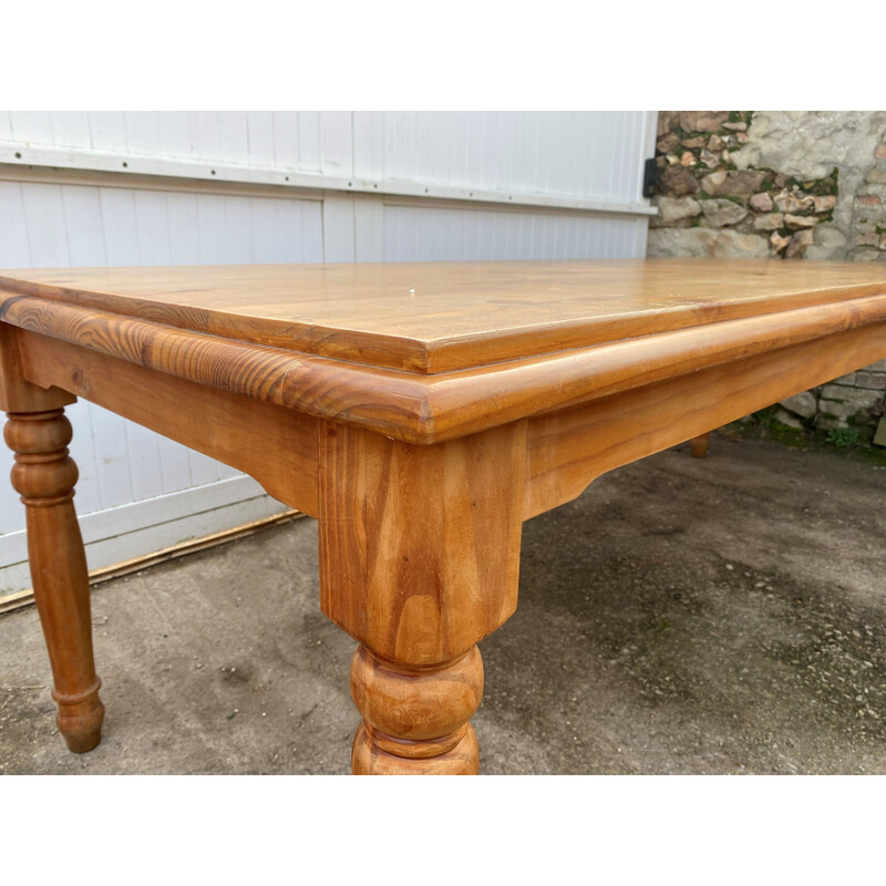 Table de ferme vintage en pin massif, 1990