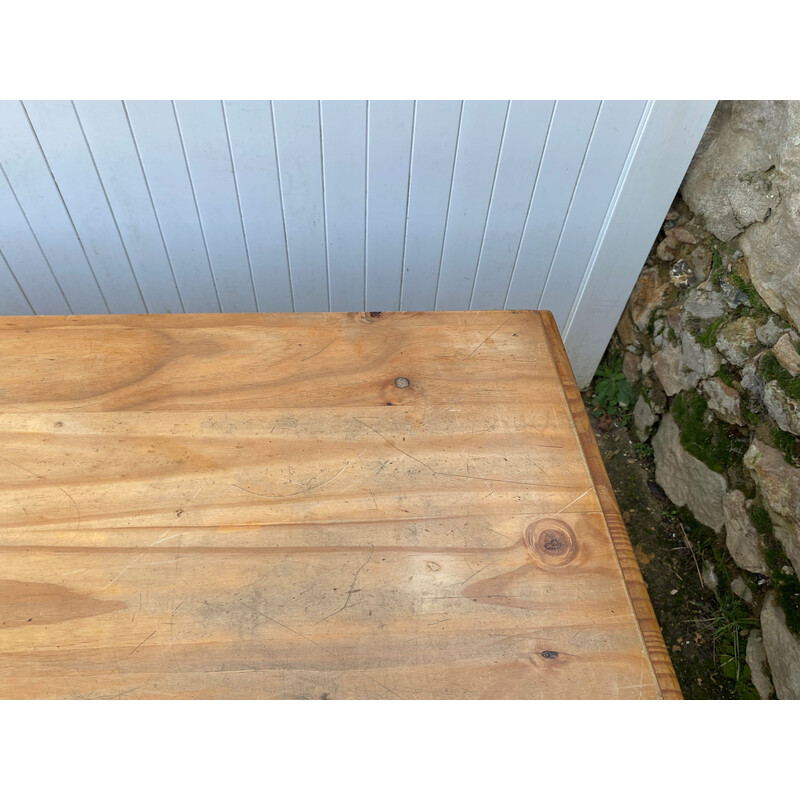 Table de ferme vintage en pin massif, 1990