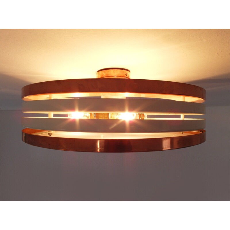 Scandinavian ceiling lamp in copper and plexiglass - 1950s