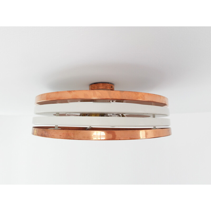 Scandinavian ceiling lamp in copper and plexiglass - 1950s