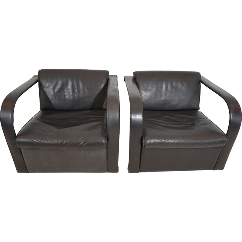 Pair of vintage Arcona leather armchairs by Otto Zapf, Denmark 1968
