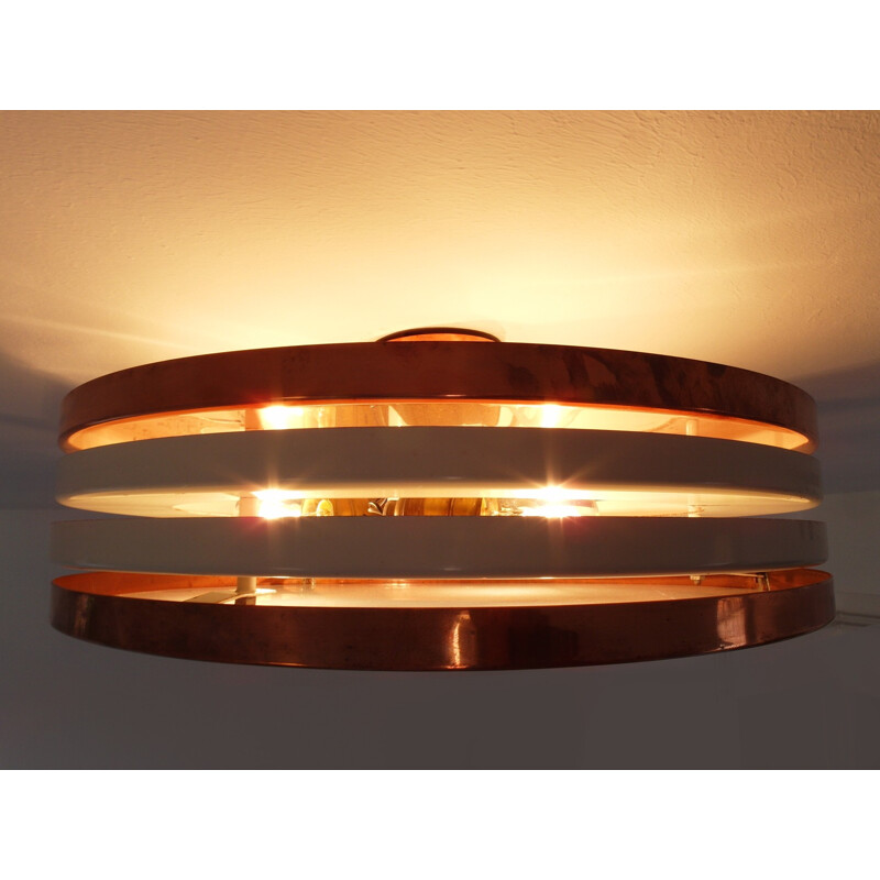 Scandinavian ceiling lamp in copper and plexiglass - 1950s