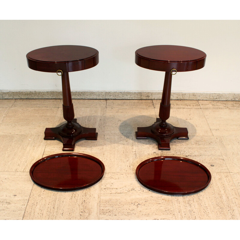 Paire de tables de chevet vintage en acajou