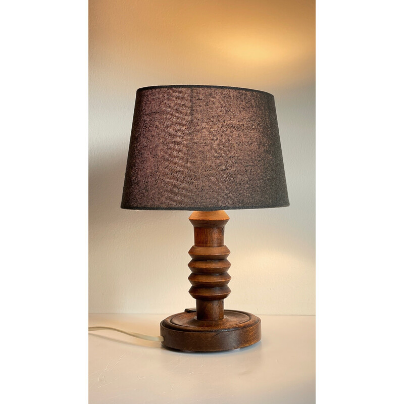 Lampe vintage géométrique en bois massif, 1960