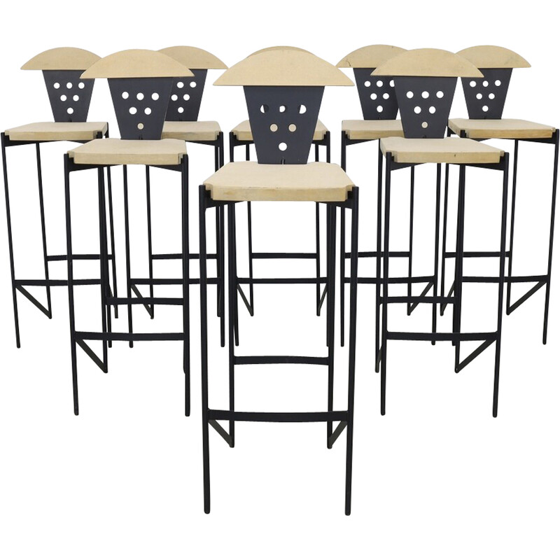 Set of 8 vintage bar stools, 1990