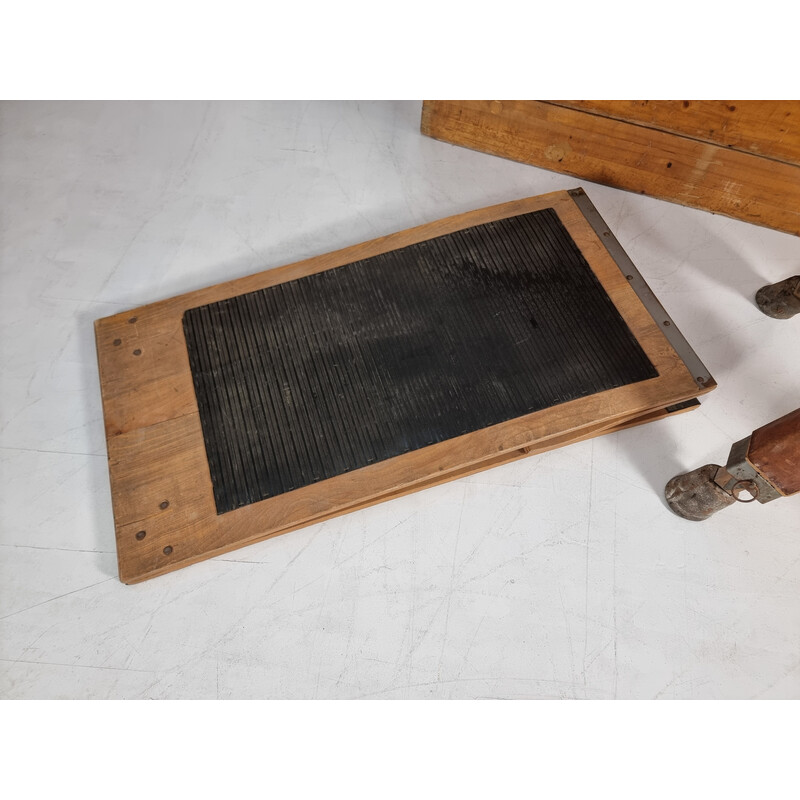 Lot of 3 vintage wooden and leather gymnastics boxes, 1930