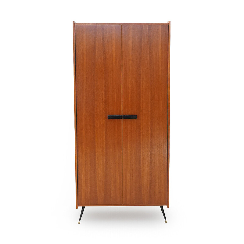 Vintage cabinet with needle feet in veneered wood, Italy 1960