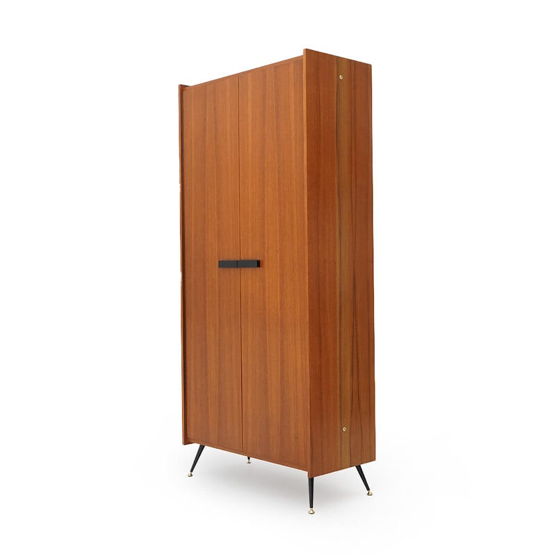 Vintage cabinet with needle feet in veneered wood, Italy 1960