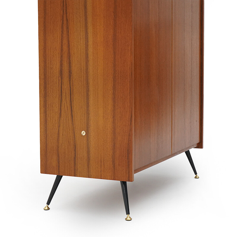 Vintage cabinet with needle feet in veneered wood, Italy 1960